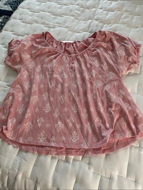 Women's Pink Floral Short Sleeve Top